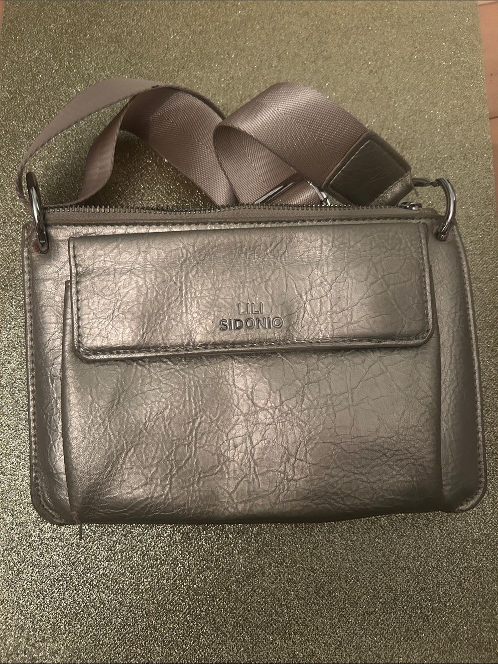 Yk2 vintage 90s Molly Bracken Lili Sidonio Metallic Gray Messenger Crossbody